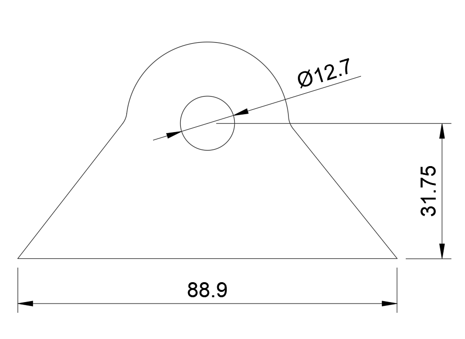 Tab #10- 1/2" HOLE- BENT 45° EARS