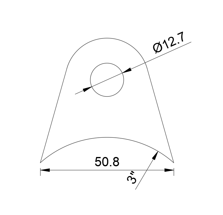 Tab #8- 1/2" HOLE- 3" TUBE