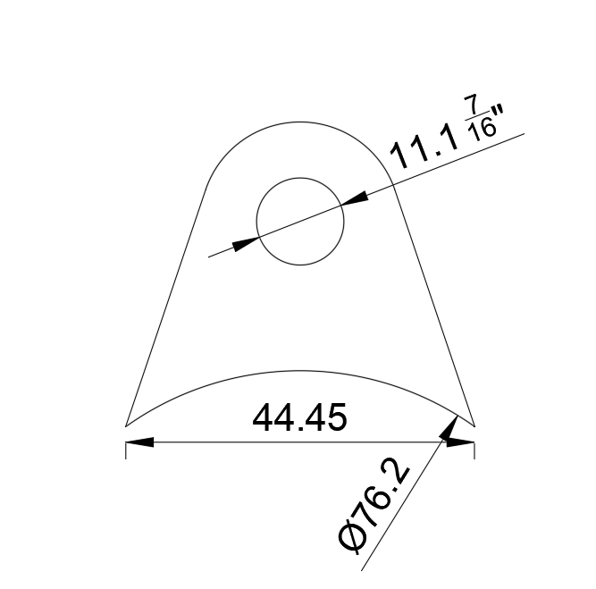 Tab #9- 7/16" HOLE- 3" TUBE