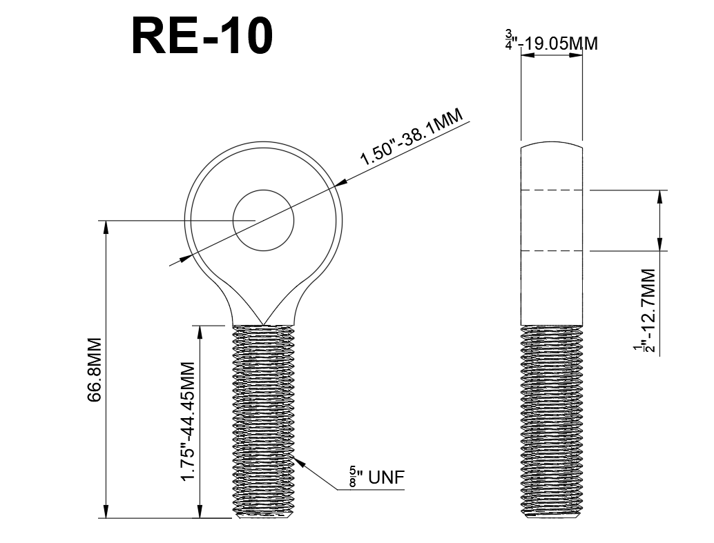 5/8"-1/2" SOLID ROD END - LEFT HAND