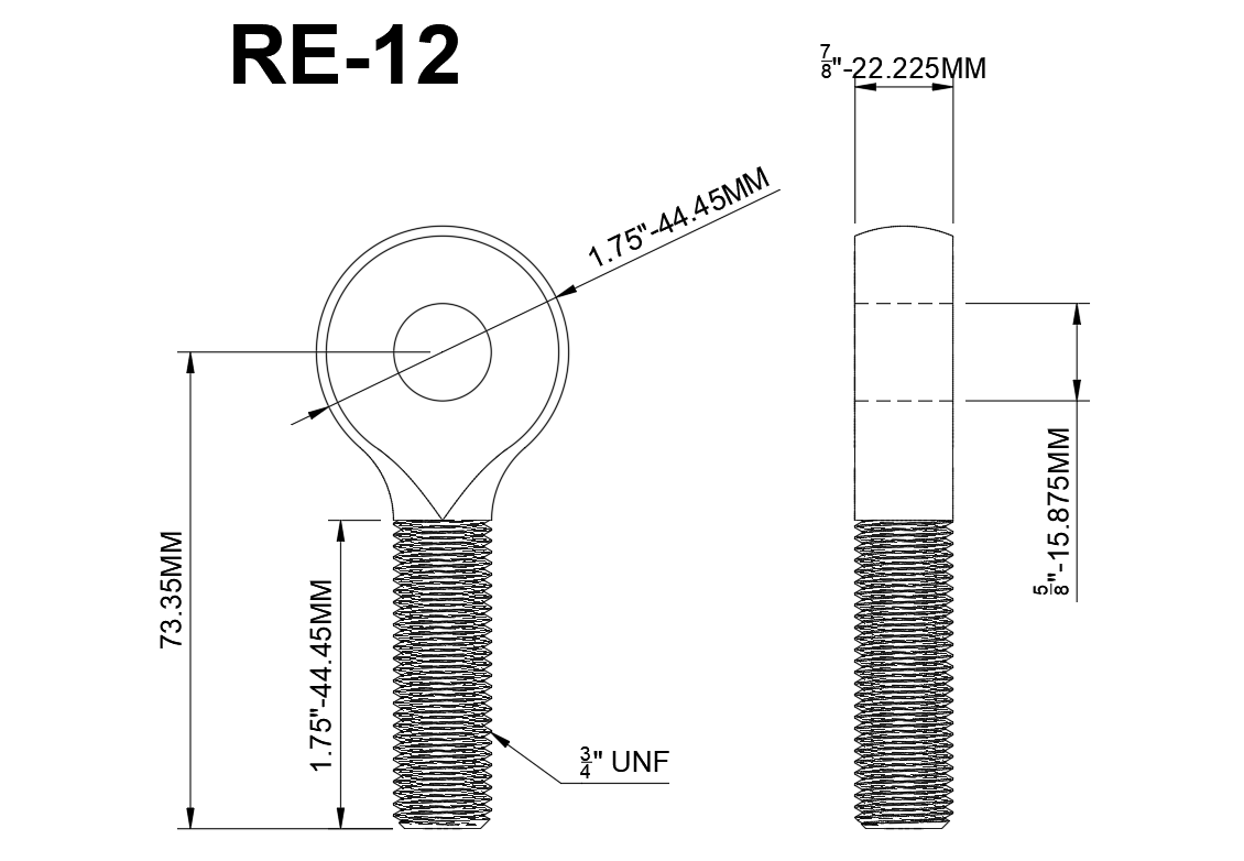 3/4"-5/8" SOLID ROD END - RIGHT HAND